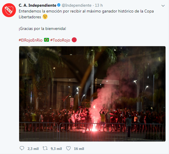 Twitter do time argentino respondeu provocação rubro-negra: "Obrigado pelas boas-vindas"